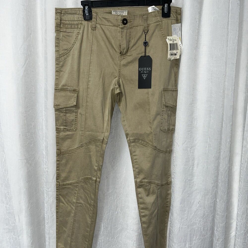Guess Stretch Safari Trip Zip Leg Distressed Cargo Pants Size 29 NWT
